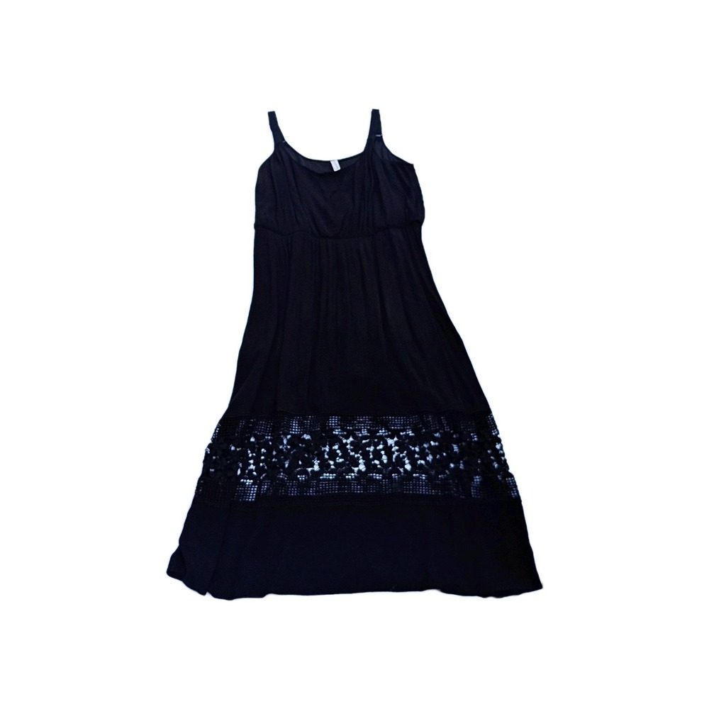 American Rag Black Dress 1X Crochet Lace  Adjustable Maxi Boho Party Summer Airy